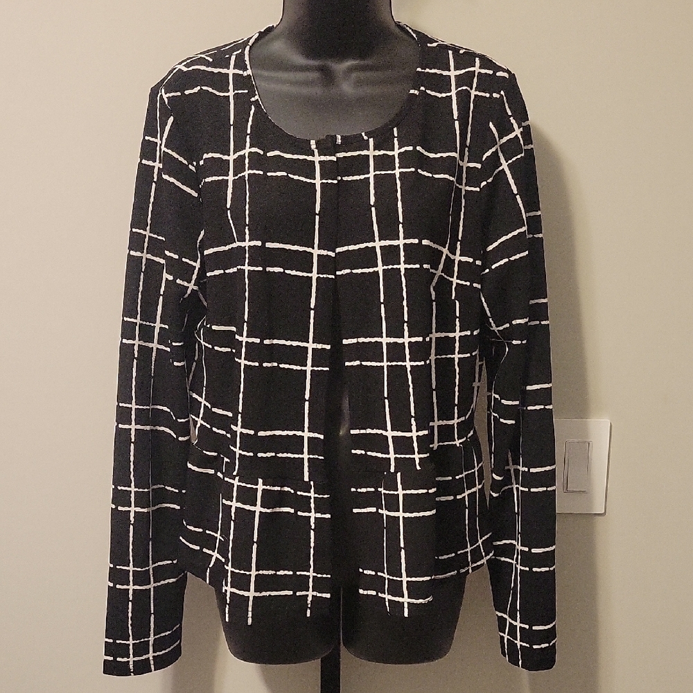 SHEIN Black and White Plaid Blazer